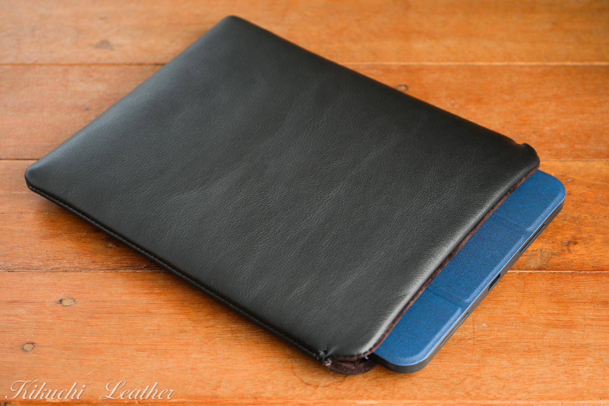 《WATERPROOF LEATHER》本革レザースリーブケース iPad Pro /Air 12.9・13 インチ 黒 | 4枚目